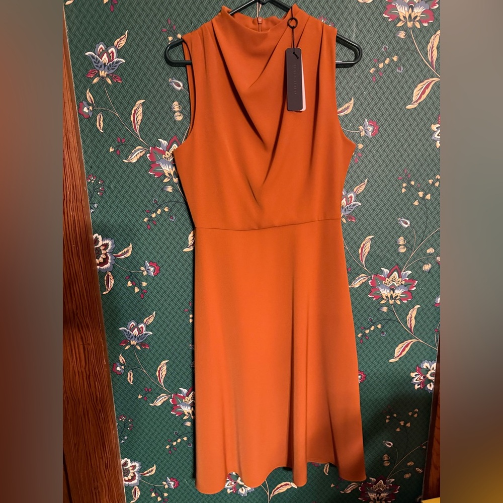 Black Halo Sleeveless Rust Midi Dress